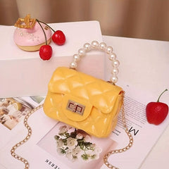 Mini Jelly Handbag With Faux Pearl Handle Coin Purse Chain Crossbody Bag