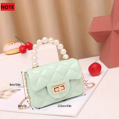 Mini Jelly Handbag With Faux Pearl Handle Coin Purse Chain Crossbody Bag