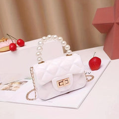 Mini Jelly Handbag With Faux Pearl Handle Coin Purse Chain Crossbody Bag