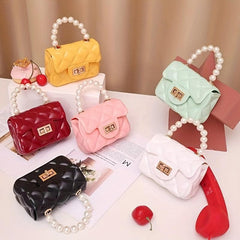 Mini Jelly Handbag With Faux Pearl Handle Coin Purse Chain Crossbody Bag