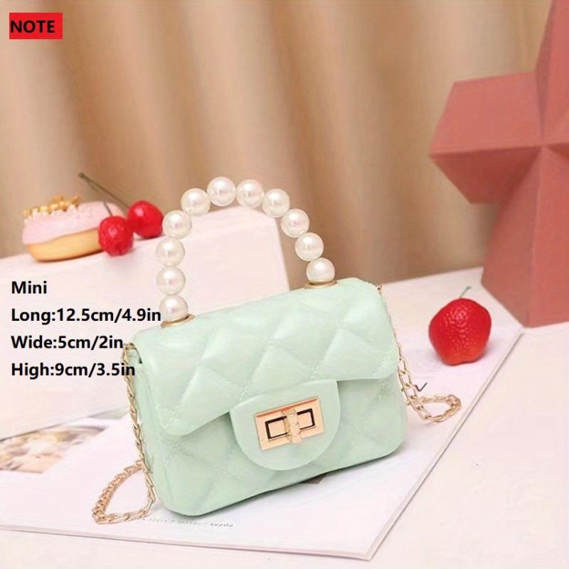 Mini Jelly Handbag With Faux Pearl Handle Coin Purse Chain Crossbody Bag