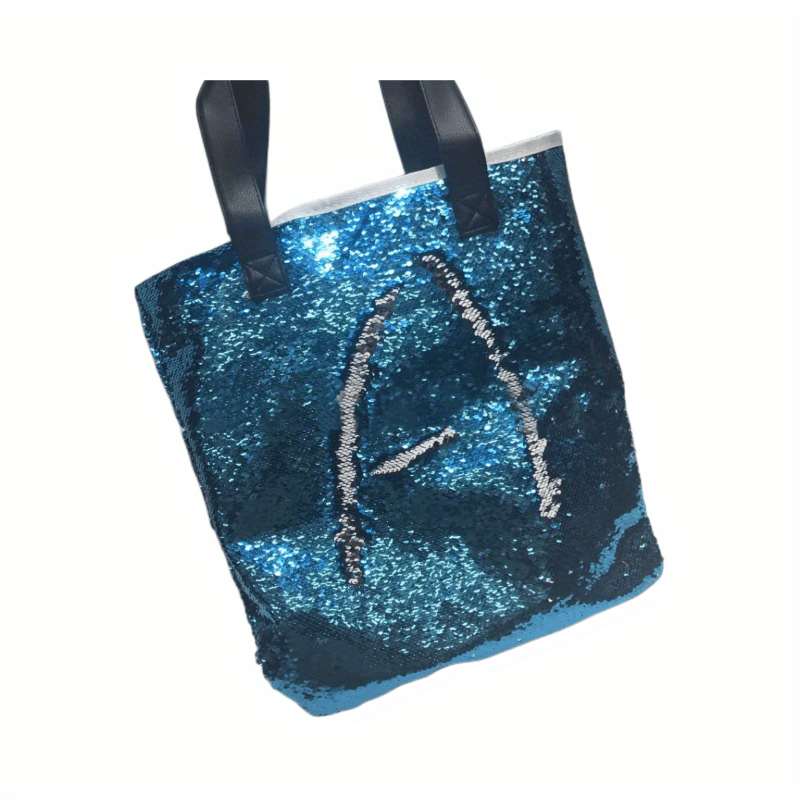 Mermaid Sequins Shoulder Bag Glitter Tote Bag Large Bling Travel Beach