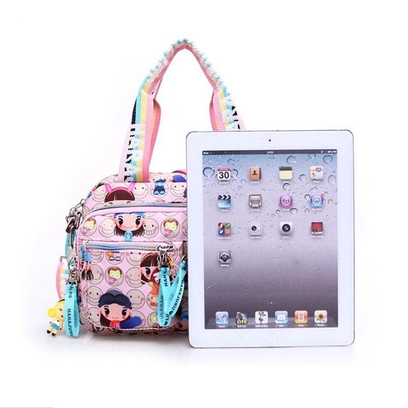 Cartoon Print Waterproof Shoulder Bag Nylon Tote Handbag Large Capacity