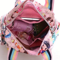 Cartoon Print Waterproof Shoulder Bag Nylon Tote Handbag Large Capacity