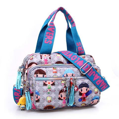Cartoon Print Waterproof Shoulder Bag Nylon Tote Handbag Large Capacity