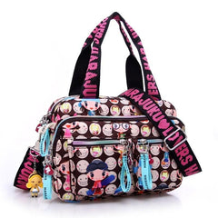 Cartoon Print Waterproof Shoulder Bag Nylon Tote Handbag Large Capacity