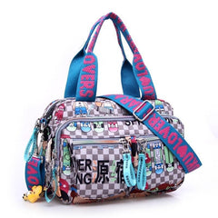 Cartoon Print Waterproof Shoulder Bag Nylon Tote Handbag Large Capacity