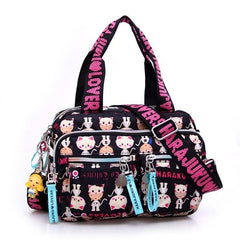 Cartoon Print Waterproof Shoulder Bag Nylon Tote Handbag Large Capacity