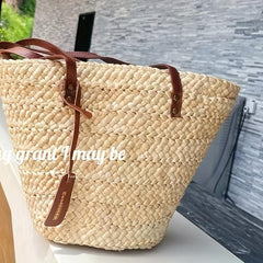 Straw Woven Basket Large Capacity Shoulder Bag Hobo Style