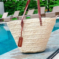 Straw Woven Basket Large Capacity Shoulder Bag Hobo Style