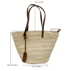 Straw Woven Basket Large Capacity Shoulder Bag Hobo Style