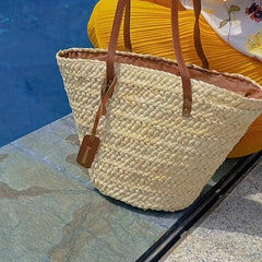 Straw Woven Basket Large Capacity Shoulder Bag Hobo Style