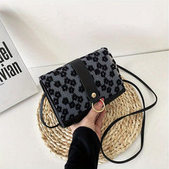 Floral Embroidered Crossbody Bag Stylish Handbag & Purse