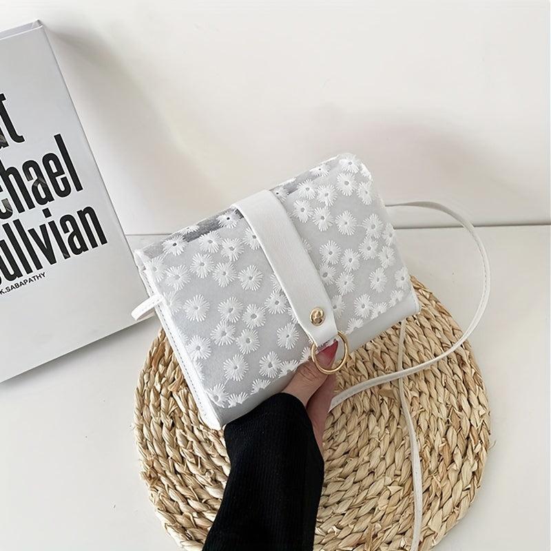 Floral Embroidered Crossbody Bag Stylish Handbag & Purse
