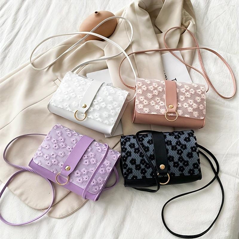 Floral Embroidered Crossbody Bag Stylish Handbag & Purse