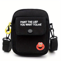 Mini Canvas Crossbody Bag Letter Graphic Square Purse Casual Sports
