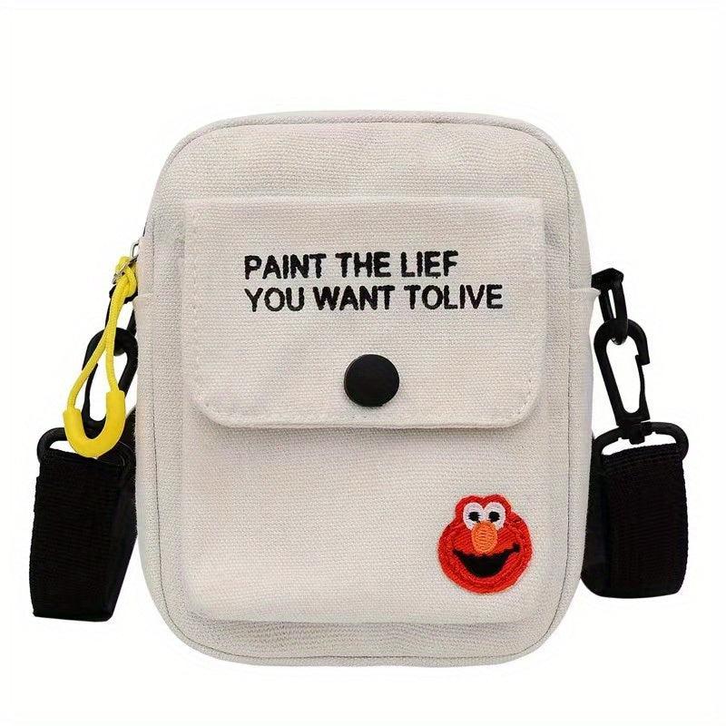Mini Canvas Crossbody Bag Letter Graphic Square Purse Casual Sports