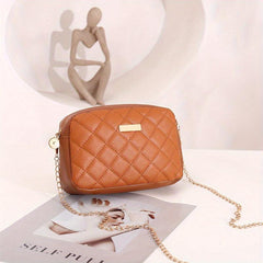 Quilted Chain Crossbody Bag Shoulder Camera Bag Women's PU Leather Square Purse