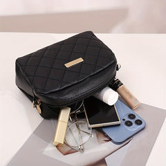 Quilted Chain Crossbody Bag Shoulder Camera Bag Women's PU Leather Square Purse