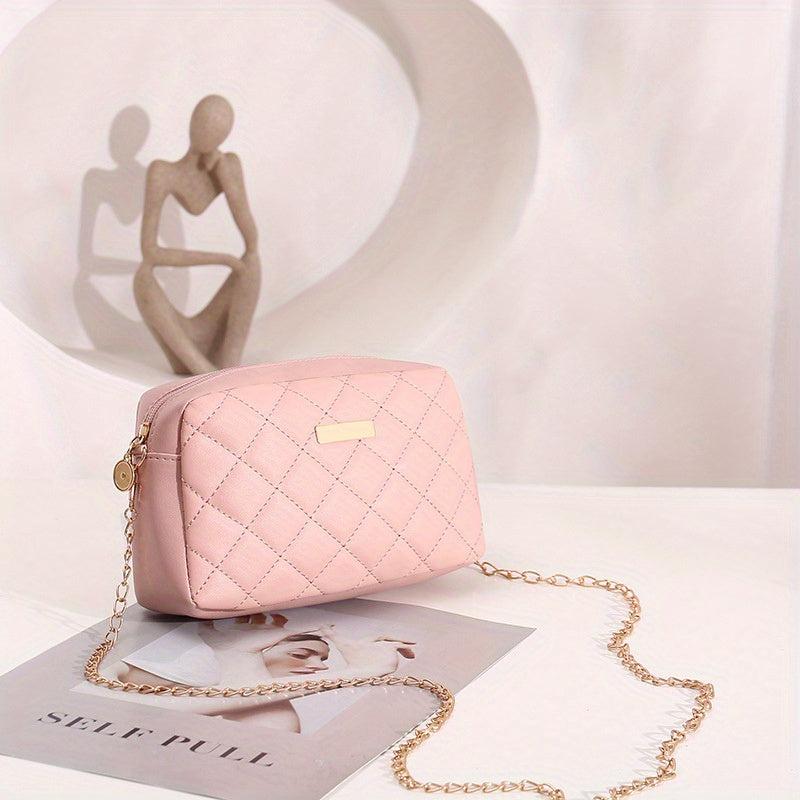 Quilted Chain Crossbody Bag Shoulder Camera Bag Women's PU Leather Square Purse