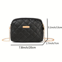 Quilted Chain Crossbody Bag Shoulder Camera Bag Women's PU Leather Square Purse