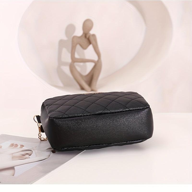 Quilted Chain Crossbody Bag Shoulder Camera Bag Women's PU Leather Square Purse