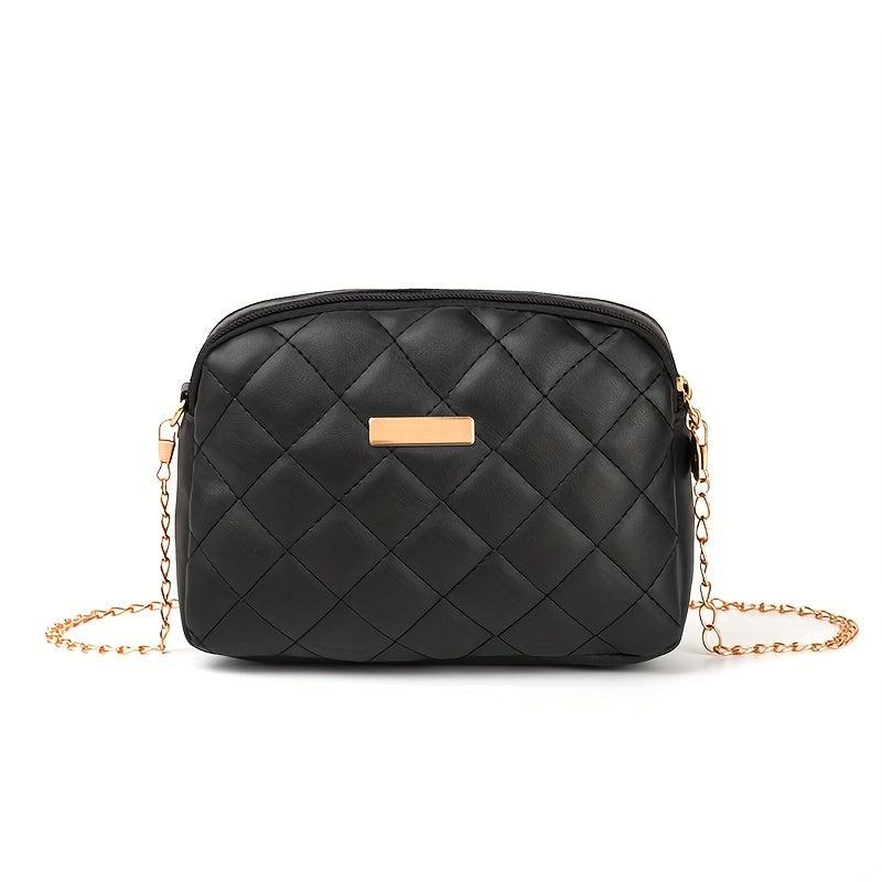 Quilted Chain Crossbody Bag Shoulder Camera Bag Women's PU Leather Square Purse