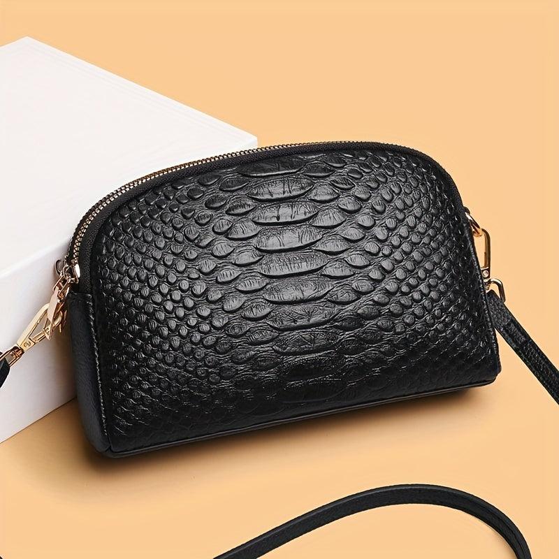 Snakeskin Crossbody Bag Clutch Phone Purse Zipper Shoulder Bag