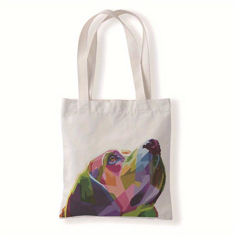 Colorful Animal Painting Tote Bag Art Dog And Cat Print Shoulder Bag