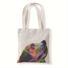 Colorful Animal Painting Tote Bag Art Dog And Cat Print Shoulder Bag