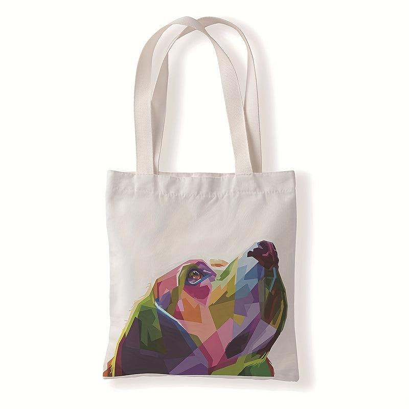 Colorful Animal Painting Tote Bag Art Dog And Cat Print Shoulder Bag