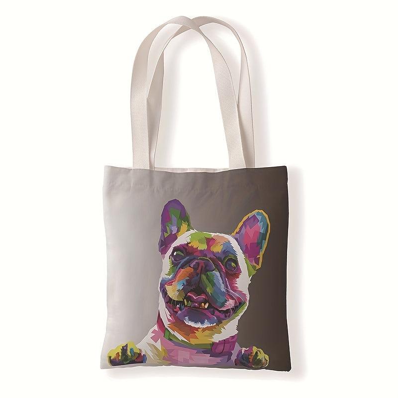 Colorful Animal Painting Tote Bag Art Dog And Cat Print Shoulder Bag