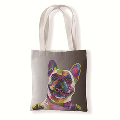 Colorful Animal Painting Tote Bag Art Dog And Cat Print Shoulder Bag