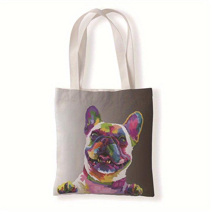 Colorful Animal Painting Tote Bag Art Dog And Cat Print Shoulder Bag