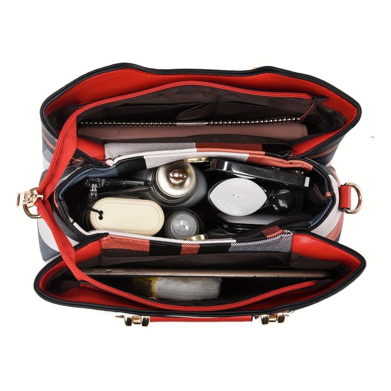 Colorblock Crossbody Bag Large Capacity Shoulder Bag With Pendant