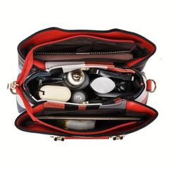 Colorblock Crossbody Bag Large Capacity Shoulder Bag With Pendant