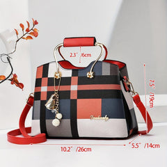 Colorblock Crossbody Bag Large Capacity Shoulder Bag With Pendant