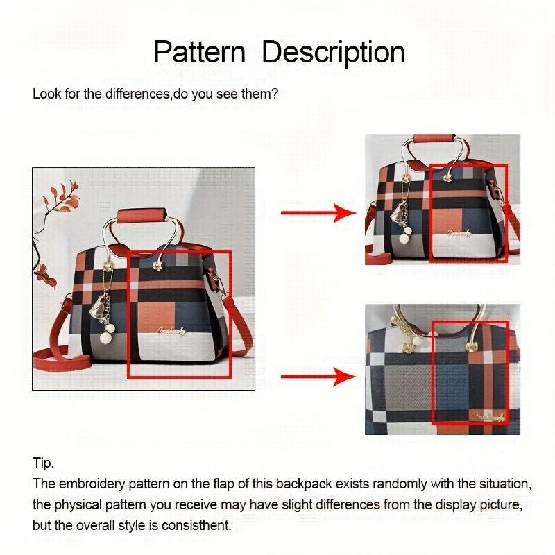 Colorblock Crossbody Bag Large Capacity Shoulder Bag With Pendant