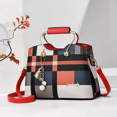Colorblock Crossbody Bag Large Capacity Shoulder Bag With Pendant