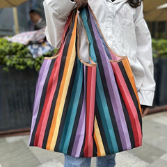 Printed Nylon Tote Bag Reusable Foldable Large Capacity Shoulder Bag