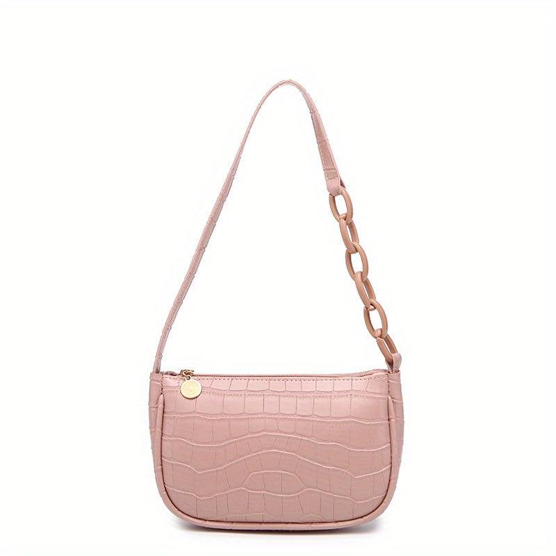 Stone Pattern Zipper Underarm Bag PU Leather Textured Bag