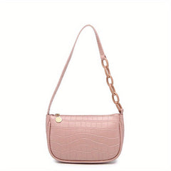 Stone Pattern Zipper Underarm Bag PU Leather Textured Bag