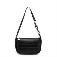 Stone Pattern Zipper Underarm Bag PU Leather Textured Bag