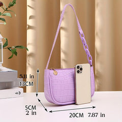 Stone Pattern Zipper Underarm Bag PU Leather Textured Bag