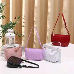 Stone Pattern Zipper Underarm Bag PU Leather Textured Bag