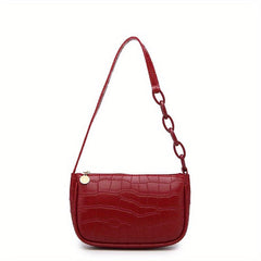 Stone Pattern Zipper Underarm Bag PU Leather Textured Bag