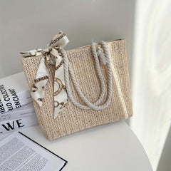 Boho Style Straw Beach Bag Large Capacity Shoulder Handbag
