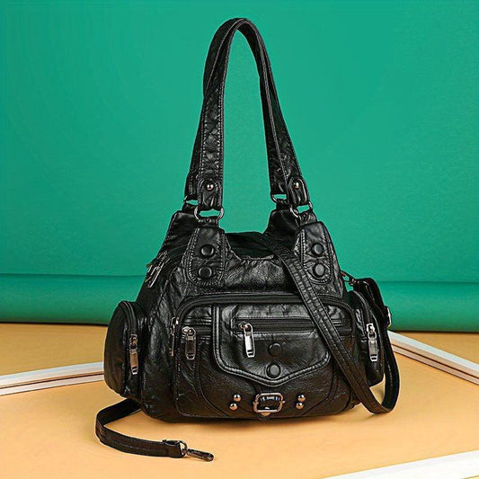 Vintage Studded Decor Shoulder Bag Women's Crossbody Purse Faux Leather