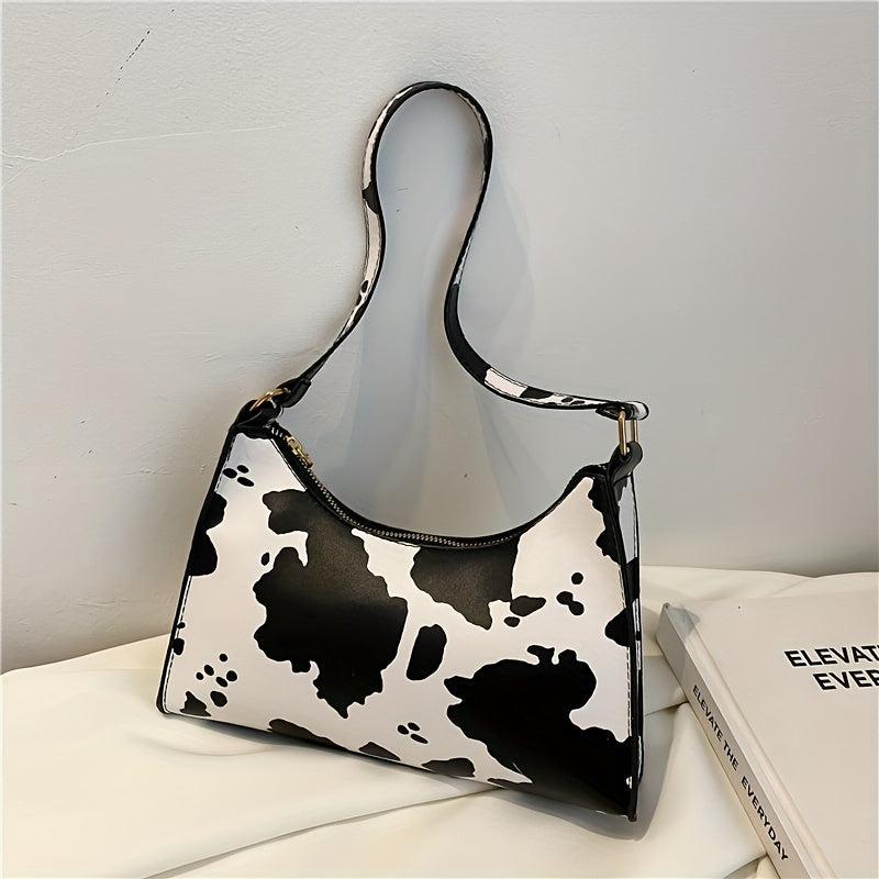Animal Pattern Shoulder Bag Zipper Baguette Bag Underarm Bag