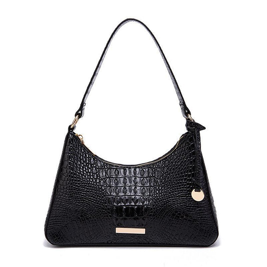 Vintage Crocodile Embossed Metal Decor Shoulder Bag